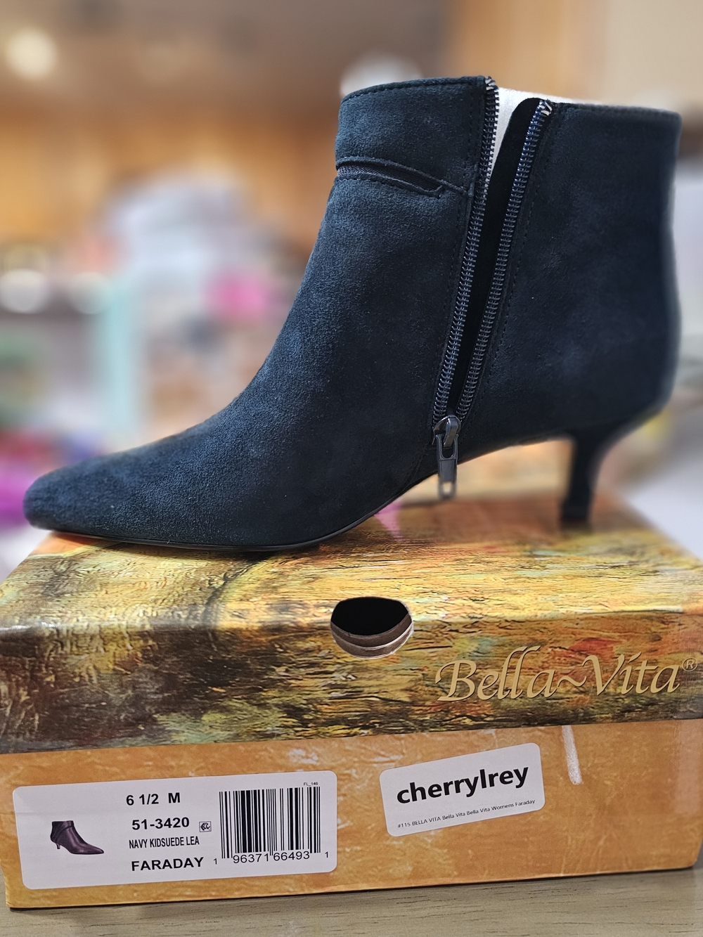 Bella Vita Faraday Navy Suede Ankle Boots